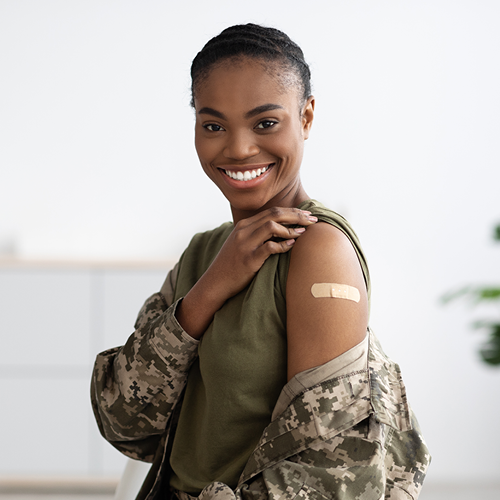 Woman with arm bandage