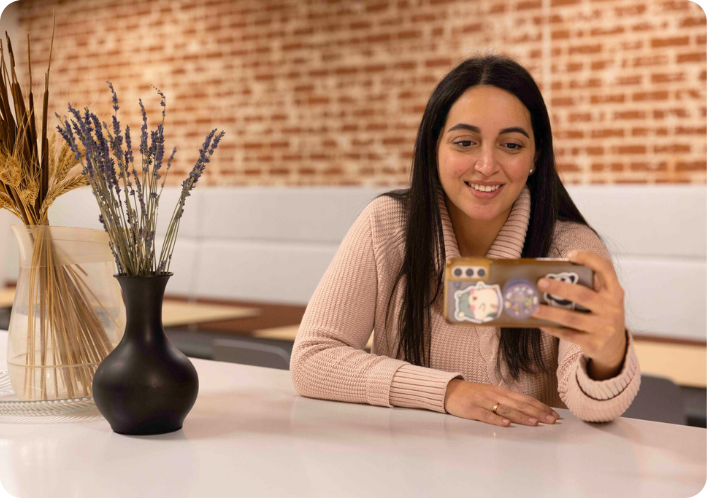 Woman watching video